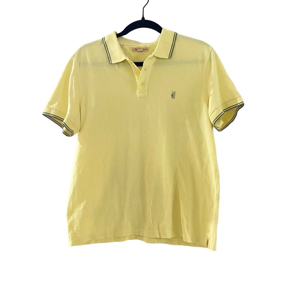 John Varvatos Star USA Piqué Cotton Polo in Lemon Rind sz Medium